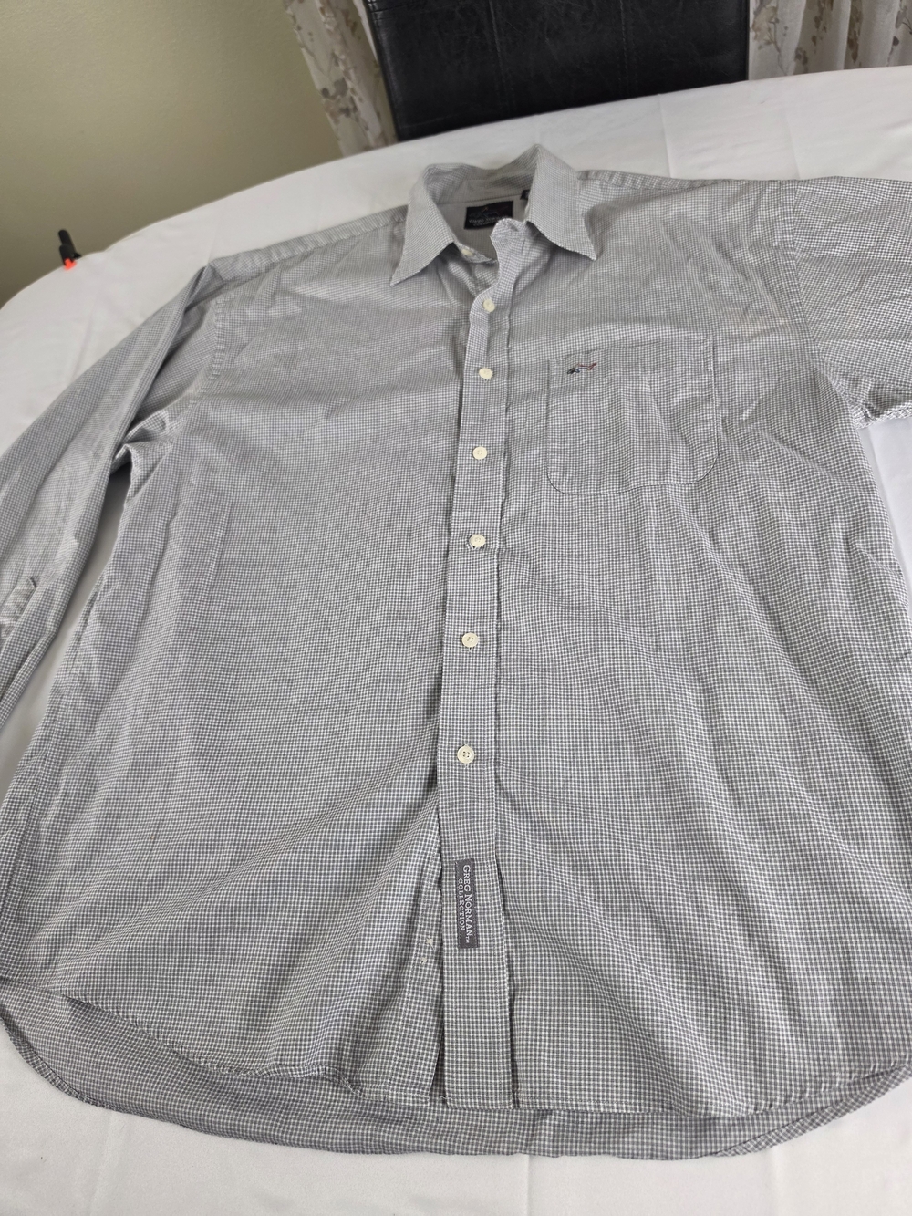 Greg Norman Collection Men's Gray Micro-Check Dress Shirt